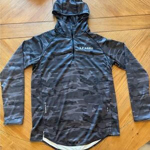 ASRV BLACK CAMO SILVER PLUS DROP HEM STRETCH TRAINING HOODIE